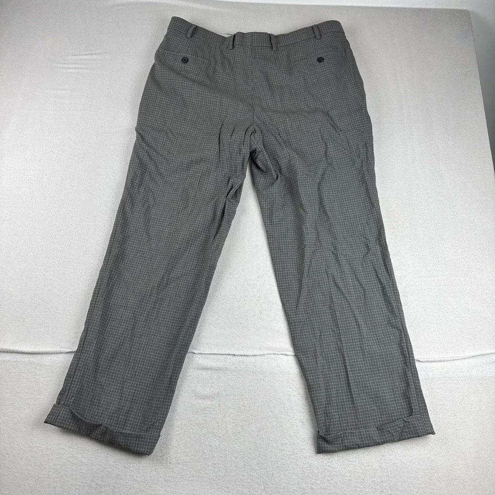 Lauren Ralph Lauren Total Comfort Wool Pants fits 35*28 Microplaid Cuffed gray